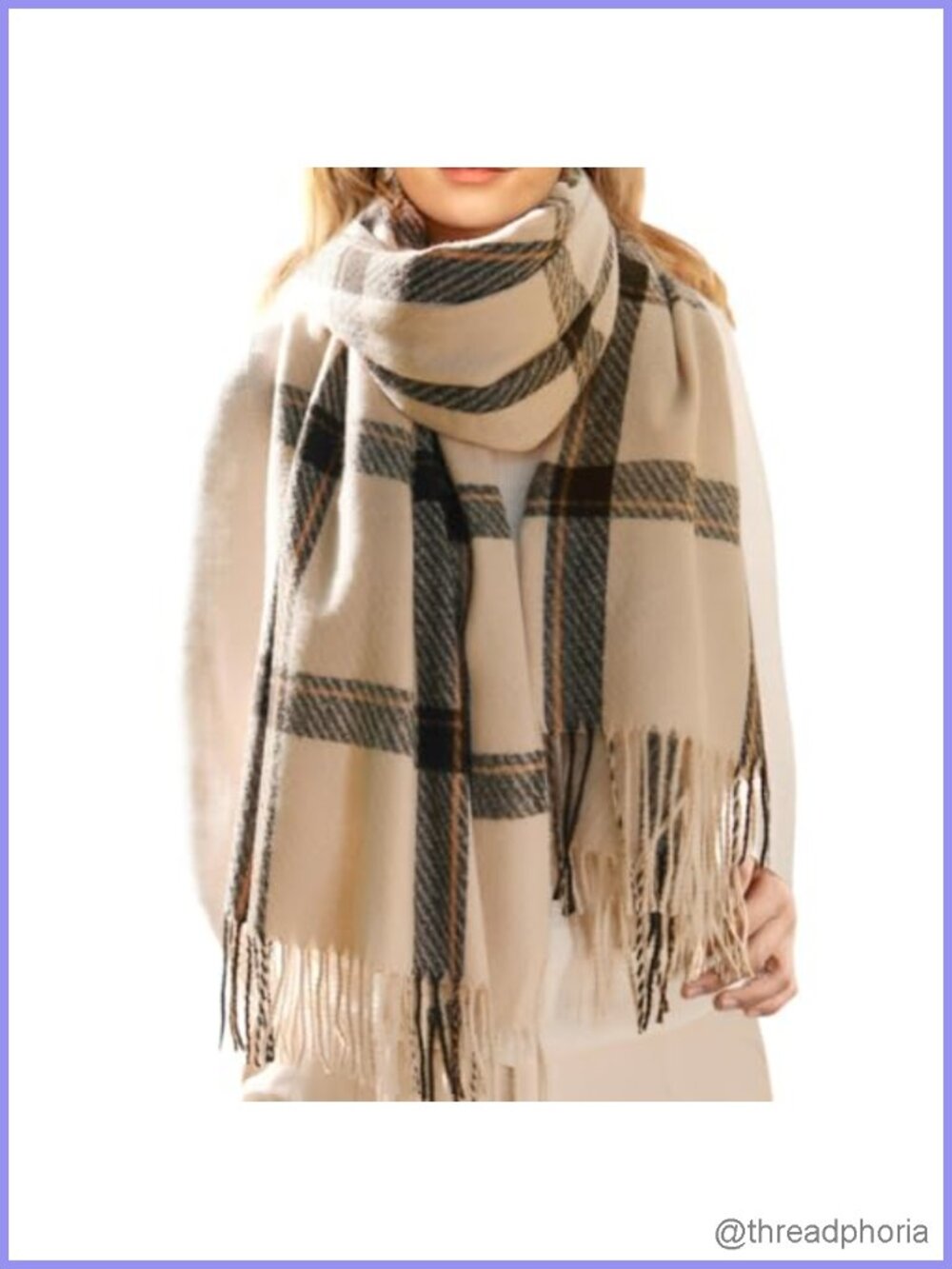Large Plaid Blanket Scarf Soft Cashmere-like Acrylic Winter Shawl Wrap